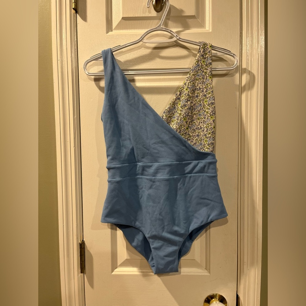 The Ashley One-piece Swimsuit in Cool Blue and Dusty Green Meadow Size 2 bin4 - Picture 2 of 7